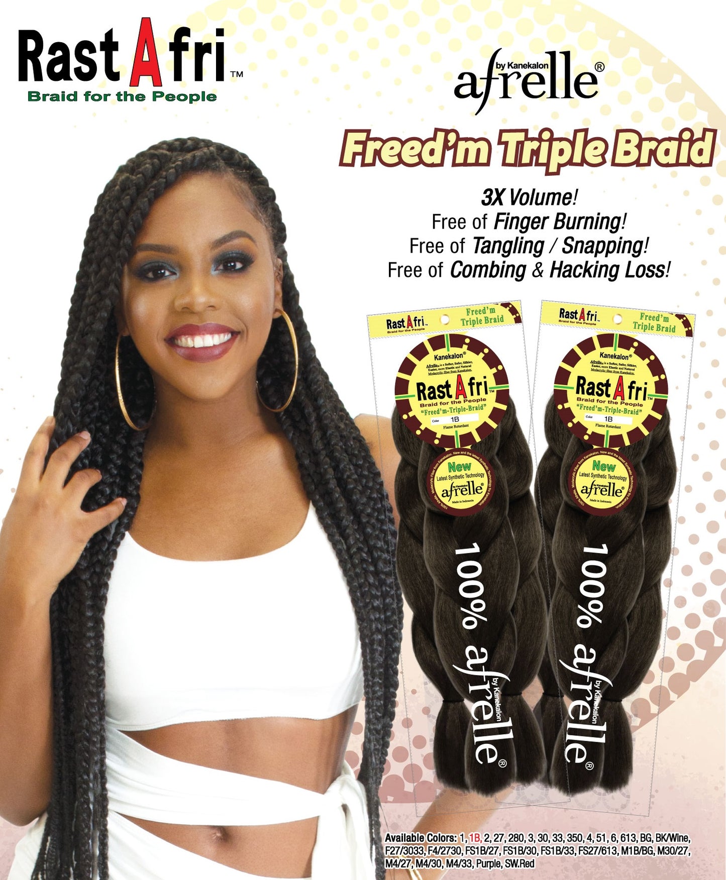 RastAfri Freed'm Silky Triple Braid - 52"