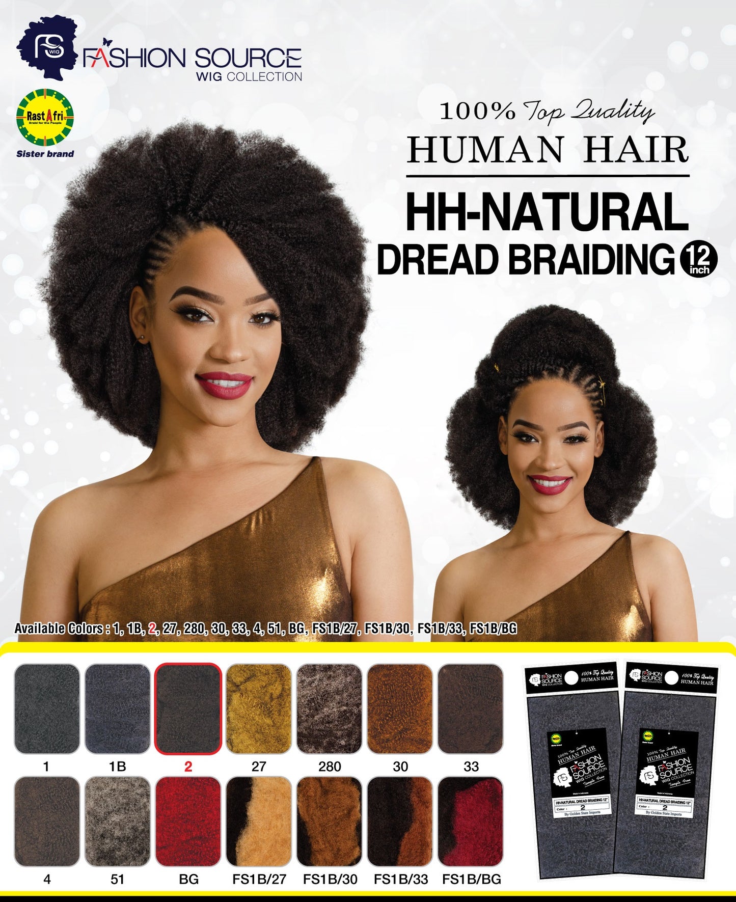 Fashion Source Human Hair Natural Dread Braiding 12"