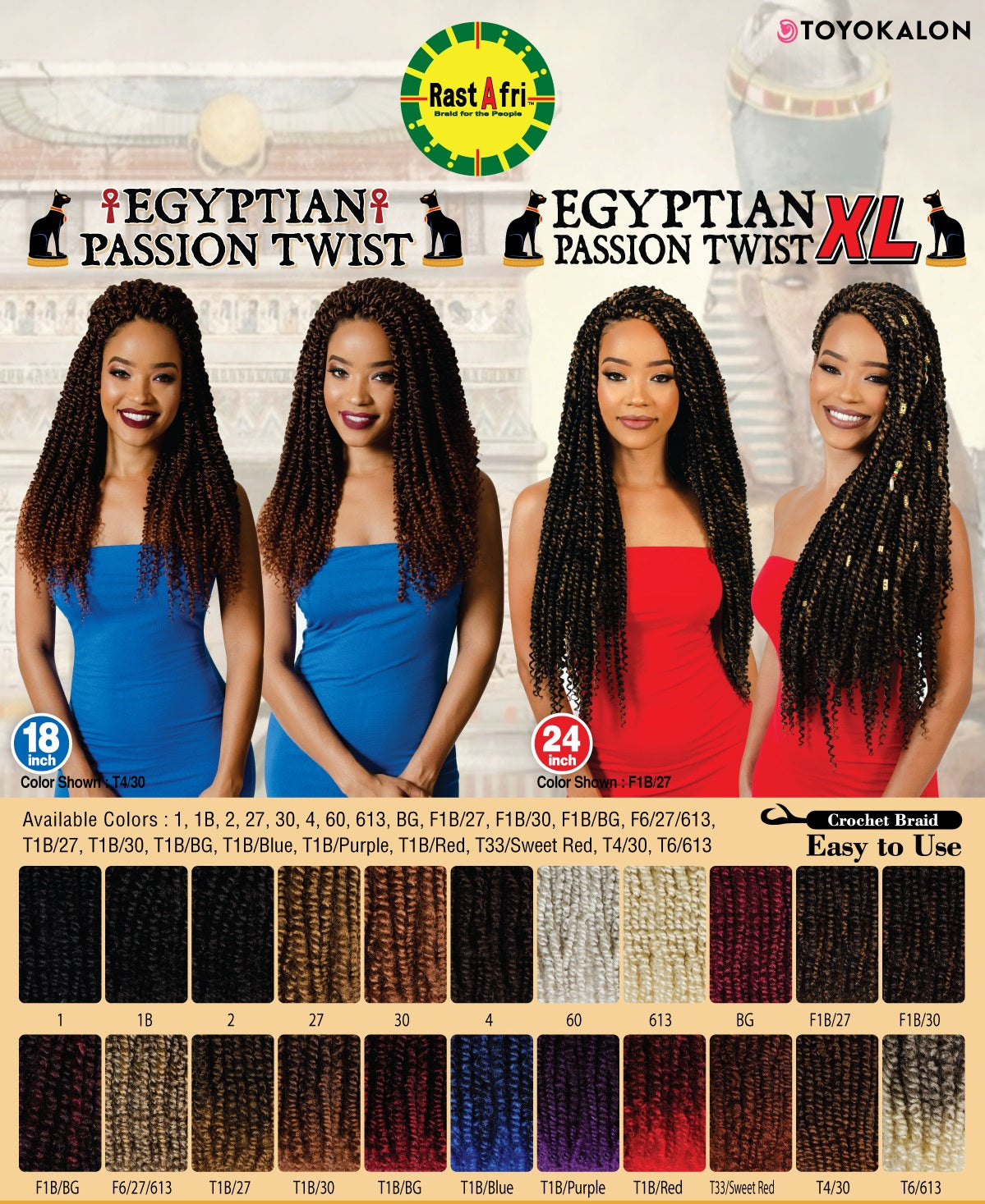 RastAfri Egyptian Passion Twist -XL 24"