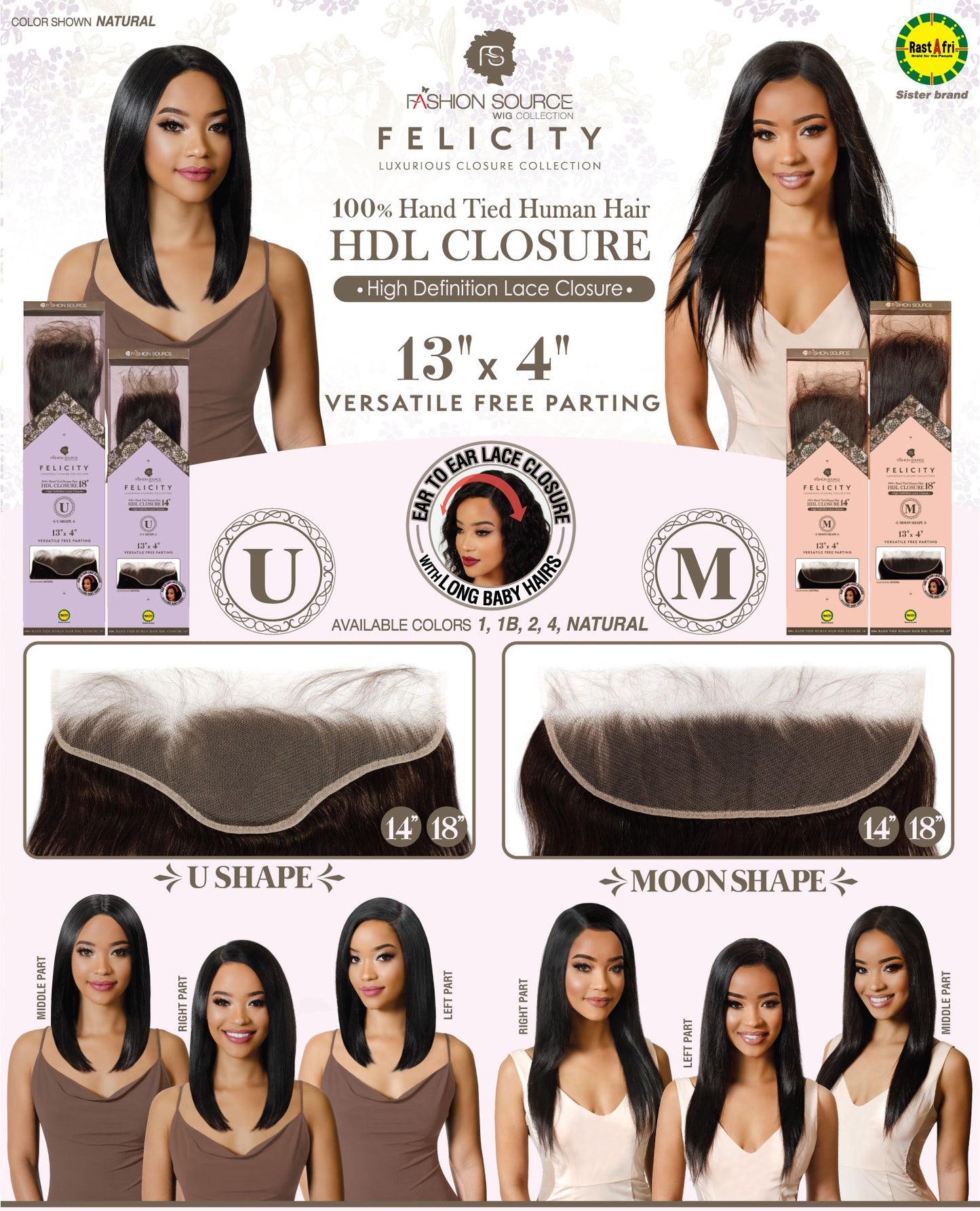 Fashion Source Human Hair HD Lace Closure 13X4 14" & 18"