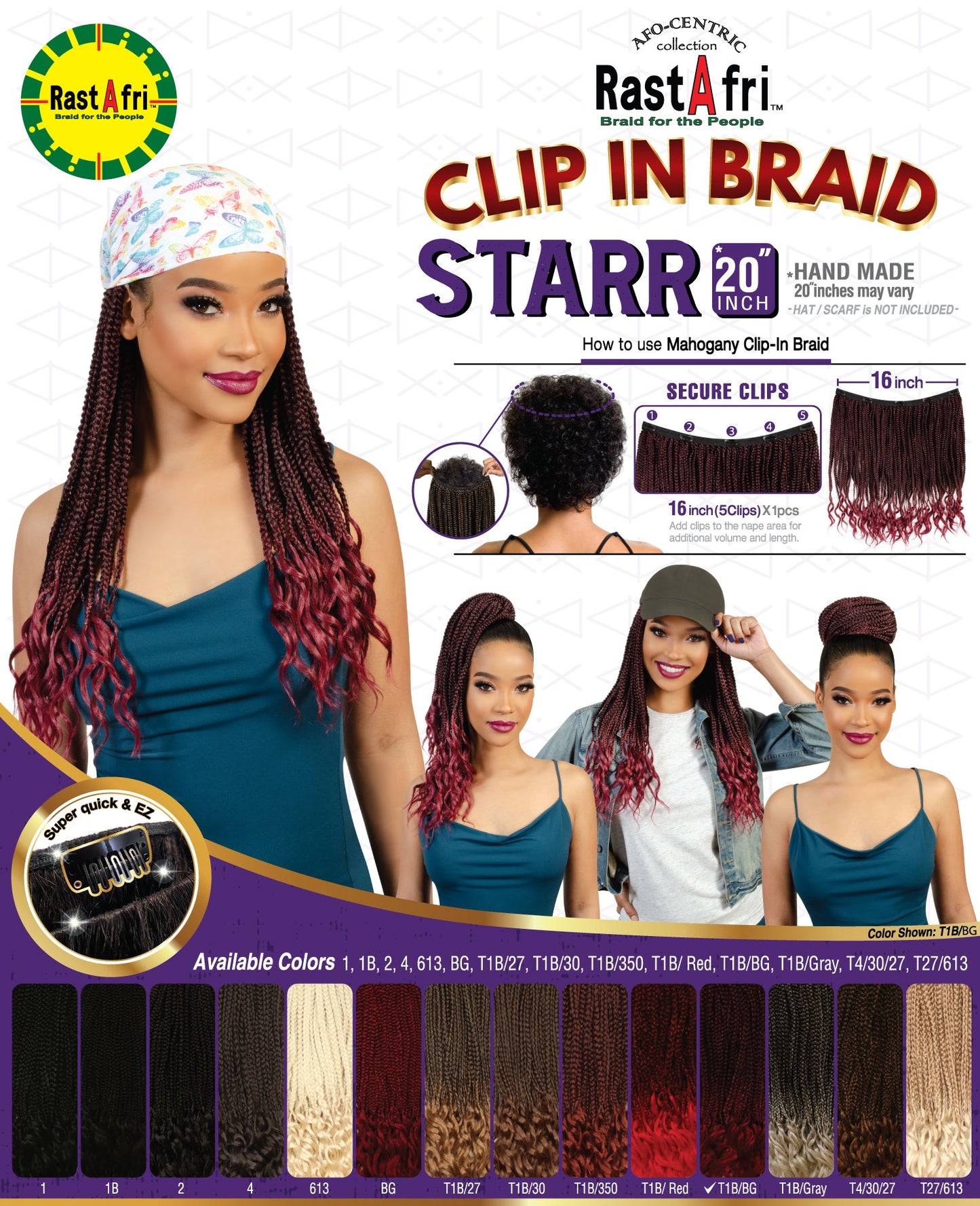 RastAfri Clip-in Braid STARR - 20"