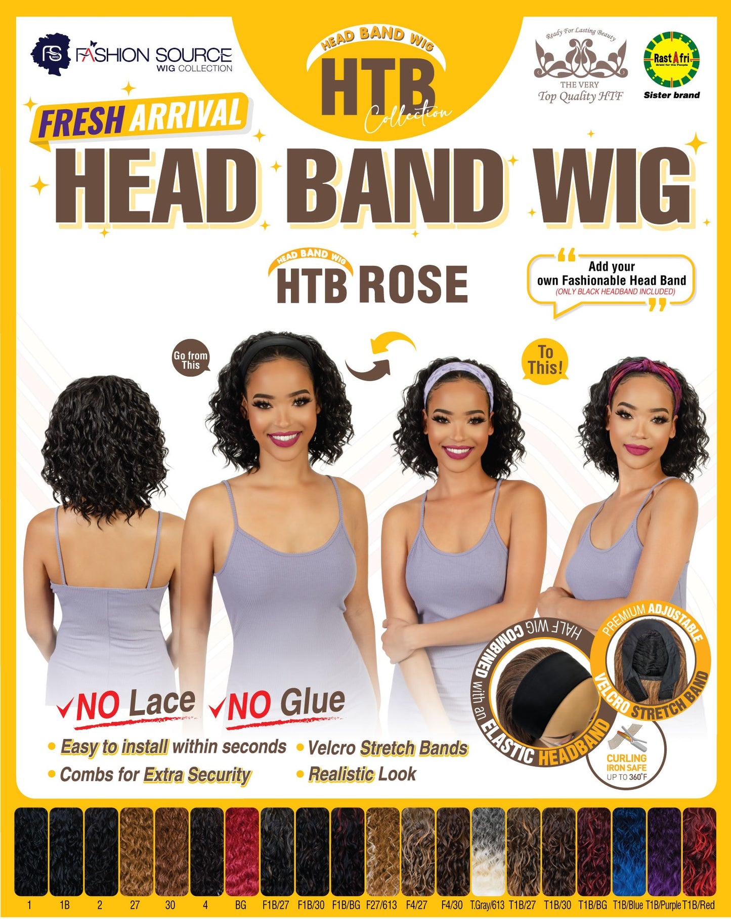 Fashion Source Head Band Wig HTB-ROSE